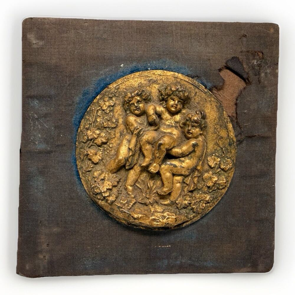 Rare Antique French Style 3 Cherubs Brass/bronze Relief Plaque Casting Late 1800
